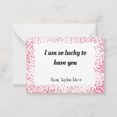 fresh modern personalized design red hearts ノートカード (裏面)