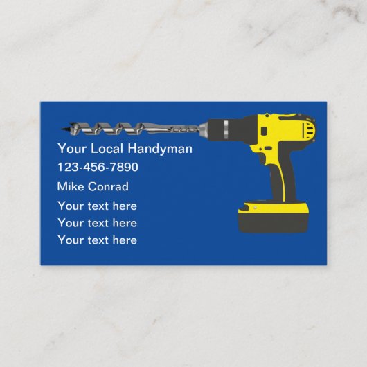 Fresh New Handyman Business Card Template 名刺 (正面)