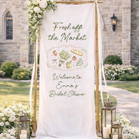 Fresh Off Market Bridal Shower Banner, Rustic Gard 横断幕
