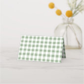 Fresh off Market Sage Gingham Bridal Shower  プレイスカード (裏面)