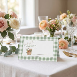 Fresh off Market Sage Gingham Bridal Shower  プレイスカード