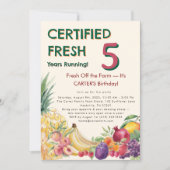 Fresh Off the Farm 5歳の誕生日ファーマーズマーケット 招待状 (正面)