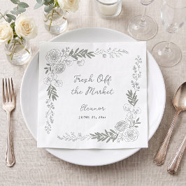 Fresh Off The Market ラインアートローズ ブライダル スタンダードカクテルナプキン