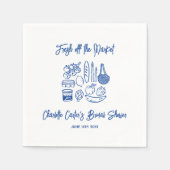 Fresh Off The Market Blue Hand Drawn Bridal Shower スタンダードカクテルナプキン (正面)