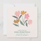 Fresh Off the Market Boho Floral Bridal Shower QR 招待状 (正面)