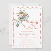 Fresh Off The Market Bouquet Floral Bridal Shower 招待状 (正面)
