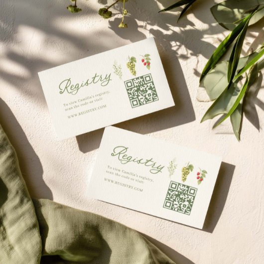 Fresh Off The Market Bridal Registry QR code エンクロージャーカード