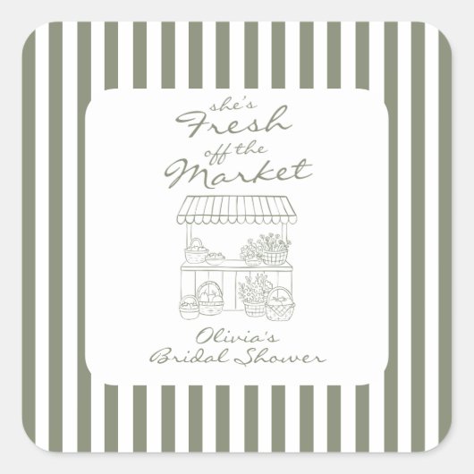 Fresh off the Market Bridal Shower スクエアシール (正面)