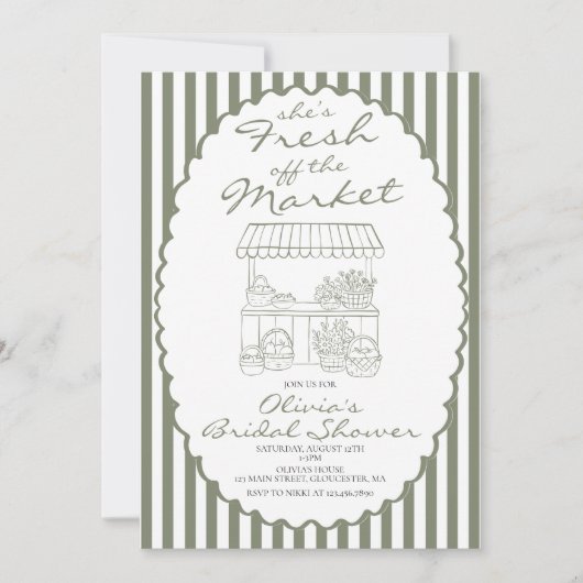 Fresh off the Market Bridal Shower 招待状 (正面)