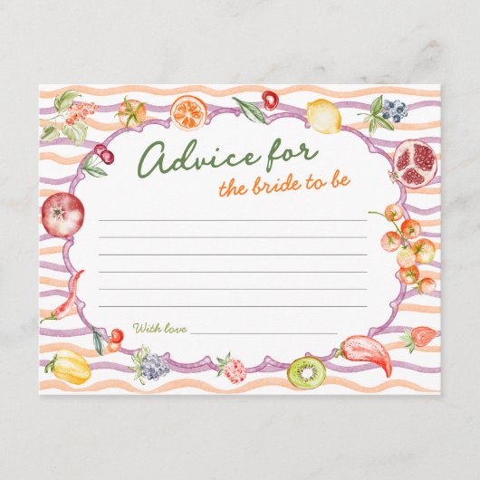 Fresh Off The Market Bridal Shower Advice エンクロージャーカード (正面)