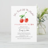 Fresh Off the Market Bridal Shower Cherry Rustic 招待状 (スタンド正面)