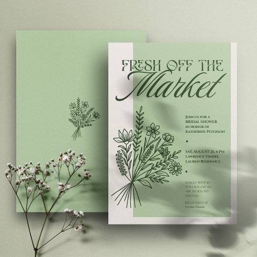 “Fresh Off the Market” Bridal Shower Invitation 招待状