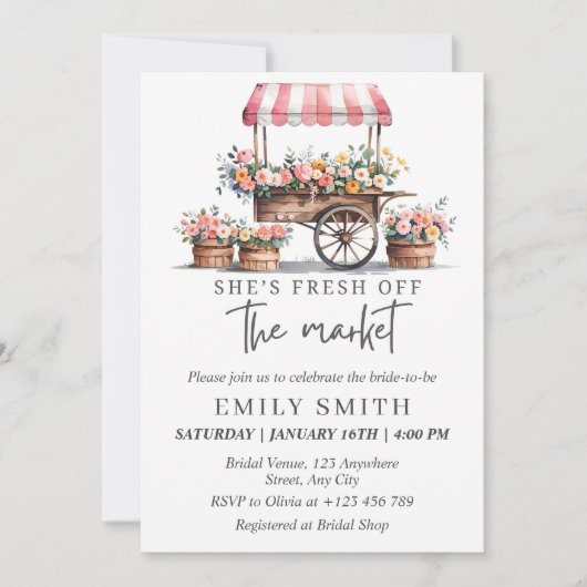 Fresh Off The Market Bridal Shower Invitation Temp 招待状 (正面)