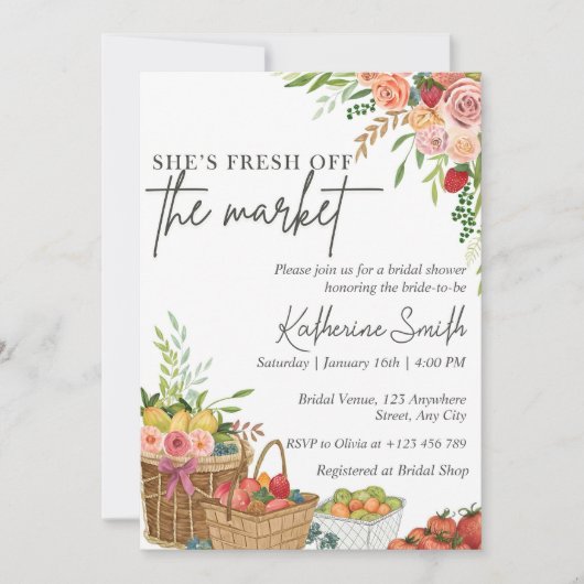 Fresh Off The Market Bridal Shower Invitation Temp 招待状 (正面)