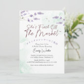 Fresh Off the Market Bridal Shower Lavender Green 招待状 (スタンド正面)