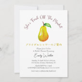 Fresh Off the Market Bridal Shower Pear Rustic 招待状 (正面)