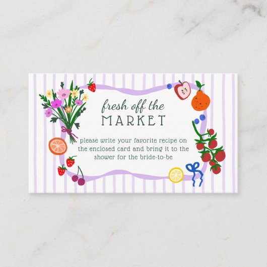 FRESH OFF THE MARKET Bridal Shower Recipe Request エンクロージャーカード (正面)