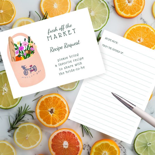 FRESH OFF THE MARKET Bridal Shower Recipe Request エンクロージャーカード