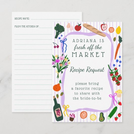 FRESH OFF THE MARKET Bridal Shower Recipe Request エンクロージャーカード (正面/裏面)