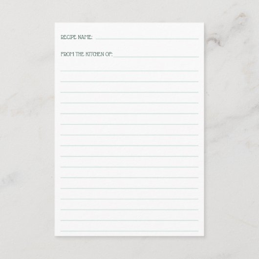 FRESH OFF THE MARKET Bridal Shower Recipe Request エンクロージャーカード (裏面)