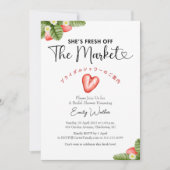 Fresh Off the Market Bridal Shower Strawberry Cute 招待状 (正面)