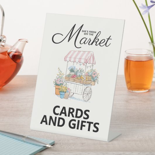 Fresh Off The Market Bridal Shower Tabletop Sign 台座サイン (インサイチュ)