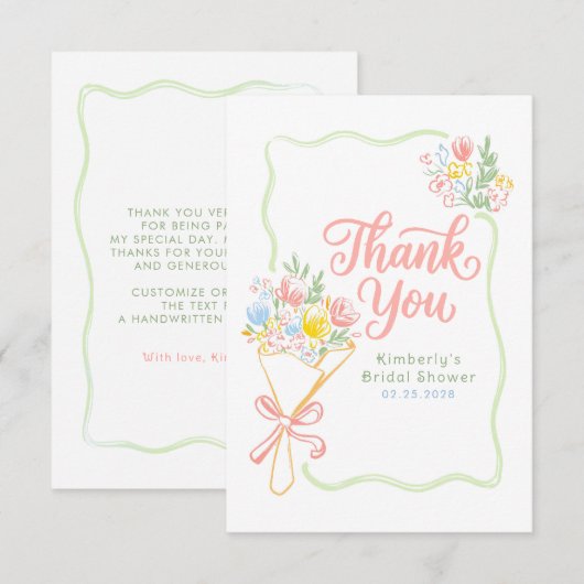 Fresh Off The Market Bridal Shower Thank You Card サンキューカード (正面/裏面)