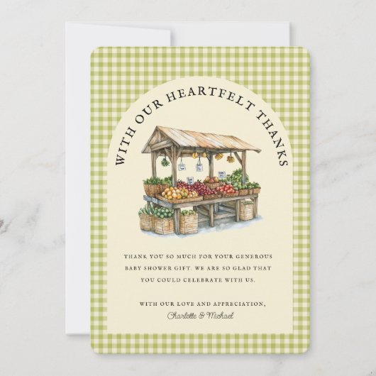 Fresh Off the Market Bridal Shower Thank You Card 招待状 (正面)