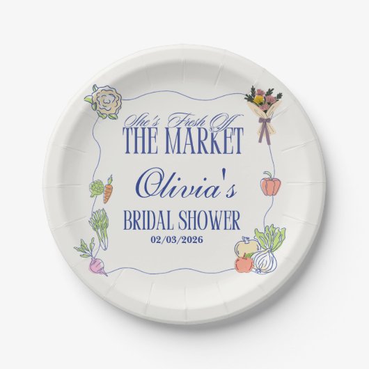 Fresh Off the Market Bridal Shower Welcome To ペーパープレート (正面)