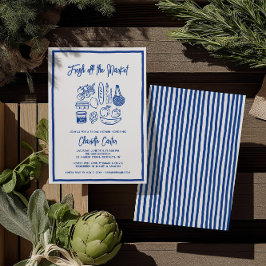 Fresh Off The Market Bridal Shower Whimsical Blue 招待状