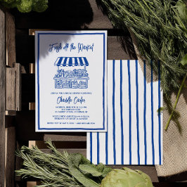 Fresh Off The Market Bridal Shower Whimsical Blue 招待状