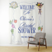 Fresh Off the Market Bridal Shower Whimsical Drawn タペストリー (インサイチュ)