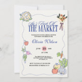 Fresh Off the Market Bridal Shower Whimsical Drawn 招待状 (正面)