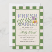 Fresh Off the Market Checkered Bridal Shower 招待状 (正面)