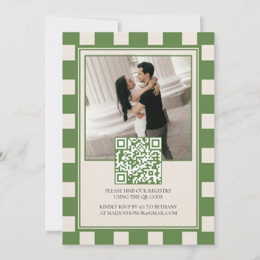 Fresh Off the Market Checkered Bridal Shower 招待状 (裏面)