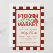 Fresh Off the Market Checkered Bridal Shower 招待状 (正面)