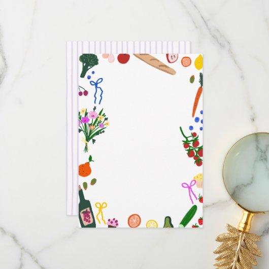 FRESH OFF THE MARKET Cute Custom Bridal Shower サンキューカード (正面/裏面インサイチュ)