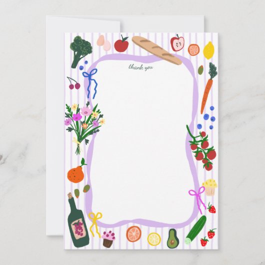 FRESH OFF THE MARKET Cute Custom Bridal Shower サンキューカード (正面)