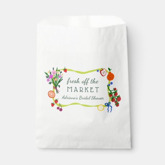 FRESH OFF THE MARKET Cute Custom Bridal Shower フェイバーバッグ (正面)