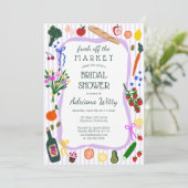 FRESH OFF THE MARKET Cute Custom Bridal Shower 招待状 (スタンド正面)