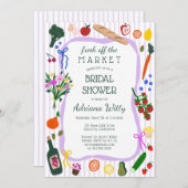 FRESH OFF THE MARKET Cute Custom Bridal Shower 招待状 (正面/裏面)