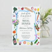 FRESH OFF THE MARKET Cute Custom Bridal Shower 招待状 (スタンド正面)