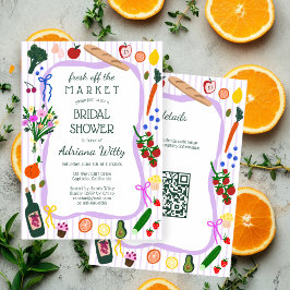 FRESH OFF THE MARKET Cute Custom QR Bridal Shower 招待状