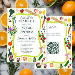 FRESH OFF THE MARKET Cute Custom QR Bridal Shower 招待状