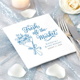Fresh Off The Market Dusty Blue Bridal Shower スタンダードカクテルナプキン