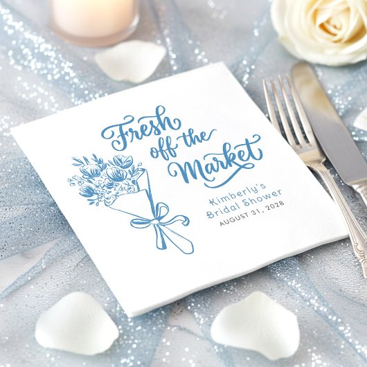 Fresh Off The Market Dusty Blue Bridal Shower スタンダードカクテルナプキン