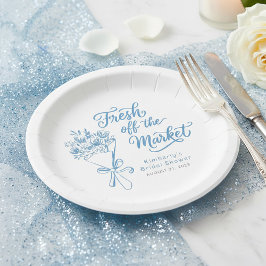 Fresh Off The Market Dusty Blue Bridal Shower ペーパープレート