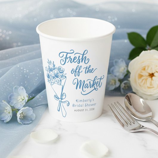 Fresh Off The Market Dusty Blue Bridal Shower 紙コップ