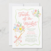 Fresh Off The Market Elegant Pastel Bridal Shower 招待状 (正面)