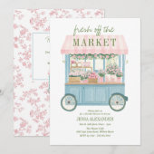 Fresh Off The Market Farmer's Floral Bridal Shower 招待状 (正面/裏面)